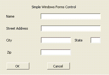 Снимок экрана с простого элемента управления Windows Forms.