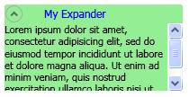 Снимок экрана, показывающий управления expander со ScrollBar.